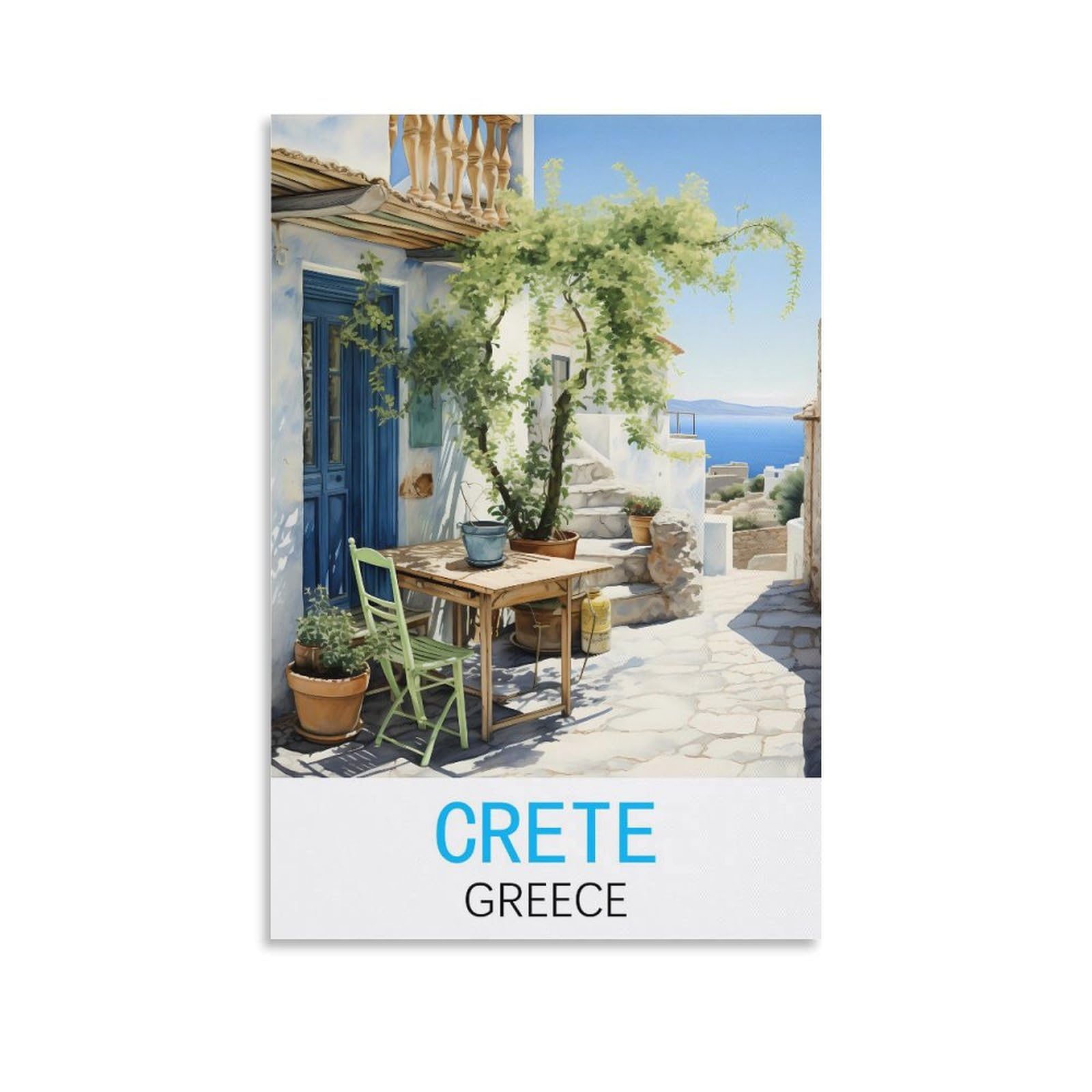 HWJJUII Crete Greece Vintage Travel Posters 08x12inch(20x30cm) Canvas Wall Posters And Art Picture Print Modern Family Bedroom Decor Posters