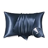 Bedsure Satin Pillowcase for Hair - Satin Pillow Cases with Zipper, Similar to Silk Pillow Cases for Skin, Silky & Soft Pillow Covers (2, 12 - Blue Granite - Zipper, King (20