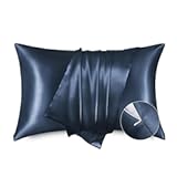 Bedsure Satin Pillowcase for Hair - Satin Pillow Cases with Zipper&comma; Similar to Silk Pillow Cases for Skin&comma; Silky & Soft Pillow Covers &lpar;2&comma; 12 - Blue Granite - Zipper&comma; King &lpar;20" x 36"&rpar;&rpar;