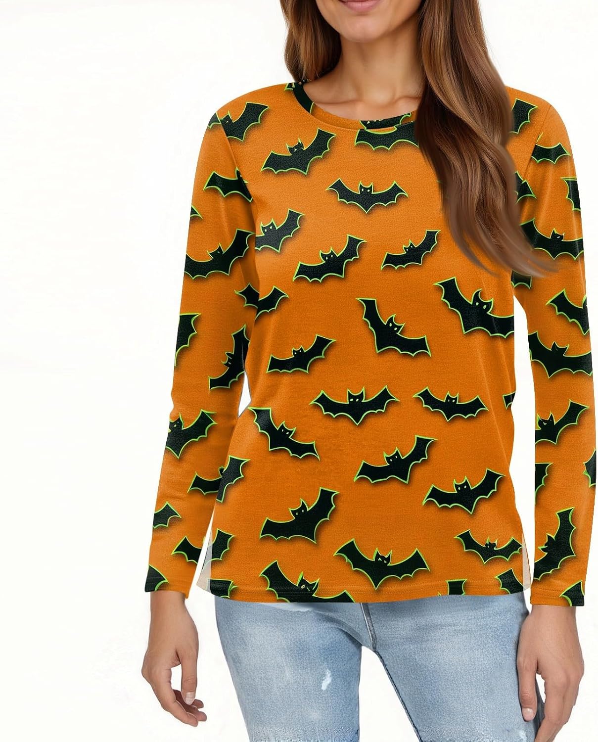 Women Crewneck Long Sleeve Shirt Halloween Fall Casual Graphic Tops | Womens Nice Tops, Skeleton Shirt Women, Graphic Tee for Women, Womens Halloween Costumes Adult, Blusa Manga