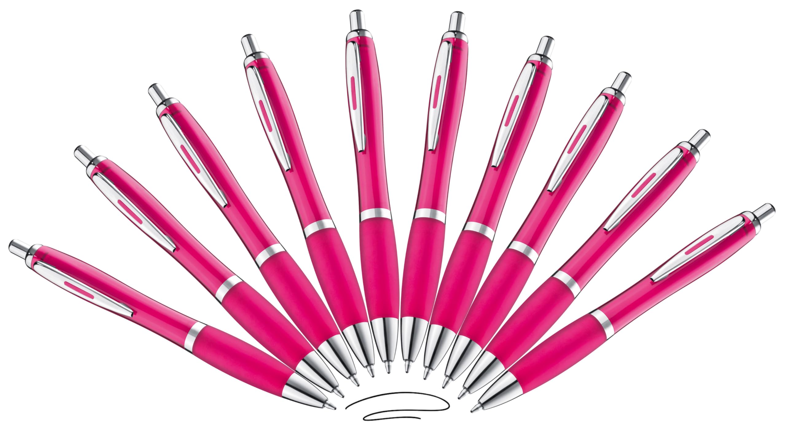 Libetui Set of 10 Ballpoint Pens Black Writing - Pink Pens with Black Ink, Large Capacity Refill, Ergonomic Grip Zone & Clip, Retractable Ballpoint Pen for Office, School & Everyday Use
