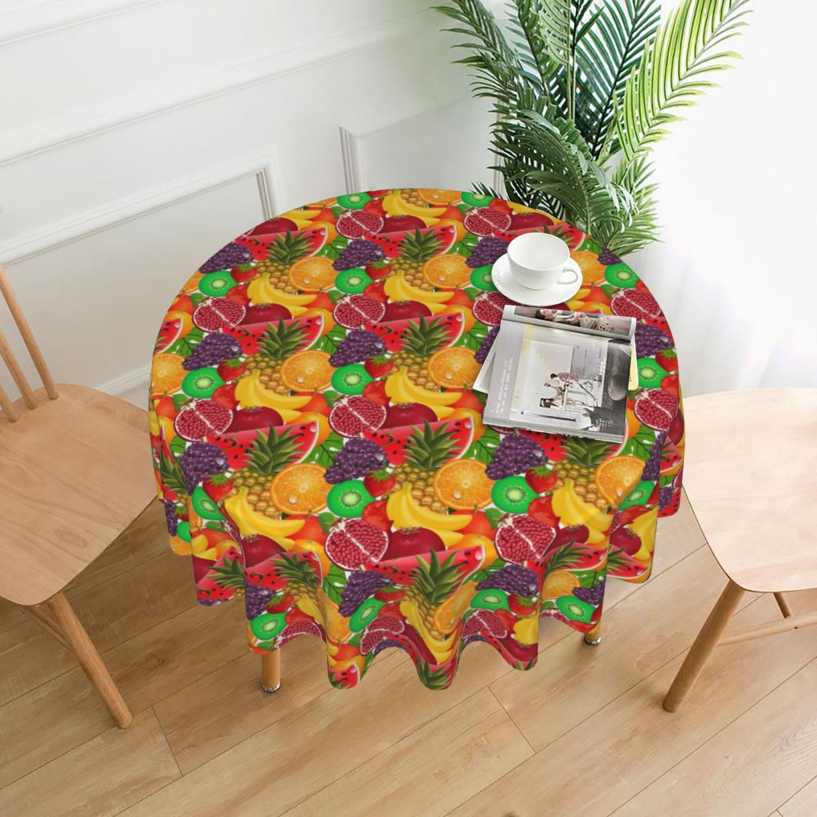YYHWHJDE Fresh Fruits Pineapple Prints Round Decorative Tablecloth 60in - High-Grade Polyester Throw for Elegant Dining & Festive Gatherings