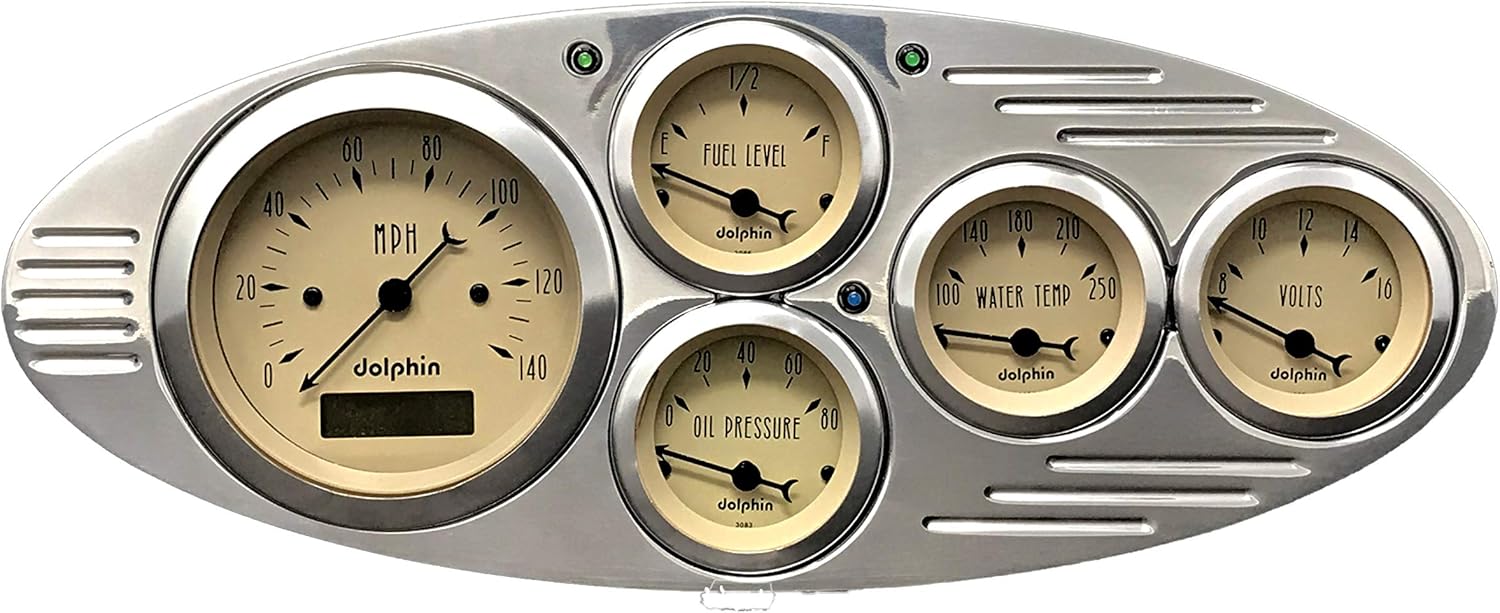 Compatible with 1932 Ford Car 5 Gauge Dash Cluster Panel Set Programmable Tan