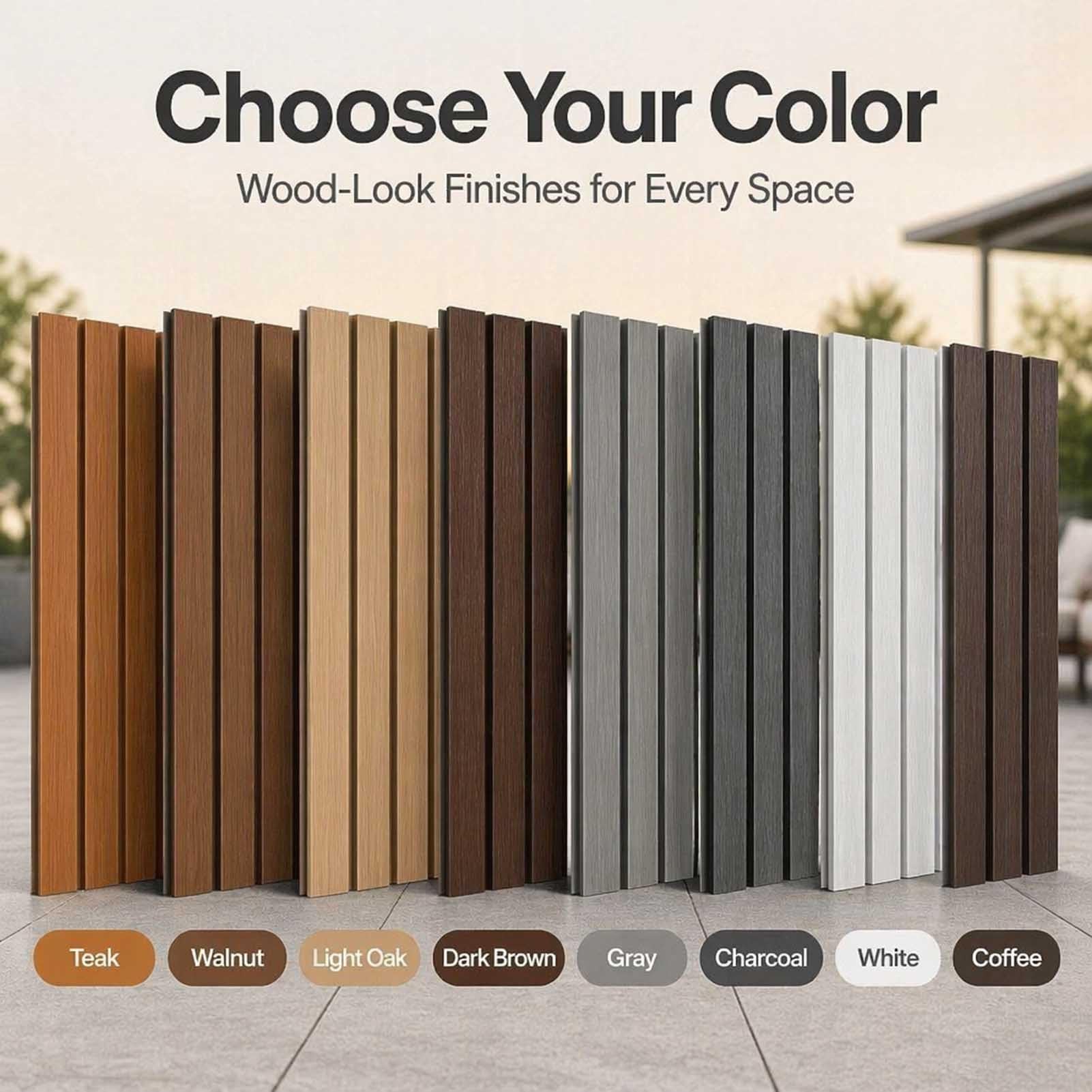 Paneles Pared 3D Efecto Madera para Exteriores Revestimiento Decorativo Lamas WPC Impermeable Ideal para Patios Jardines — Cero Mantenimiento 20 Cm Ancho(20x50cm/7.87 X19.69IN)