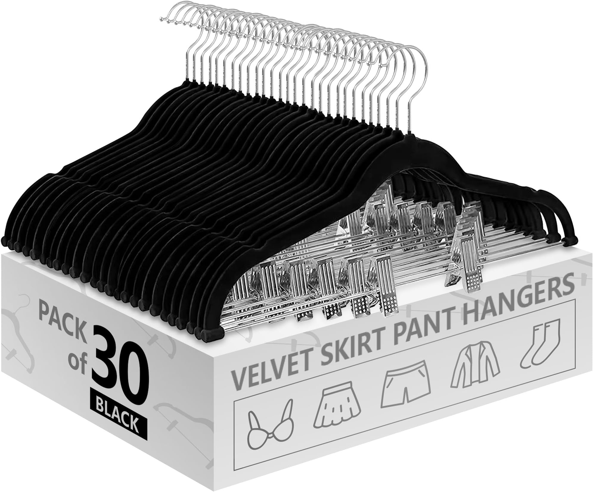 Hordion 20Pcs Ivory Velvet Hangers Clips, Strong Finger