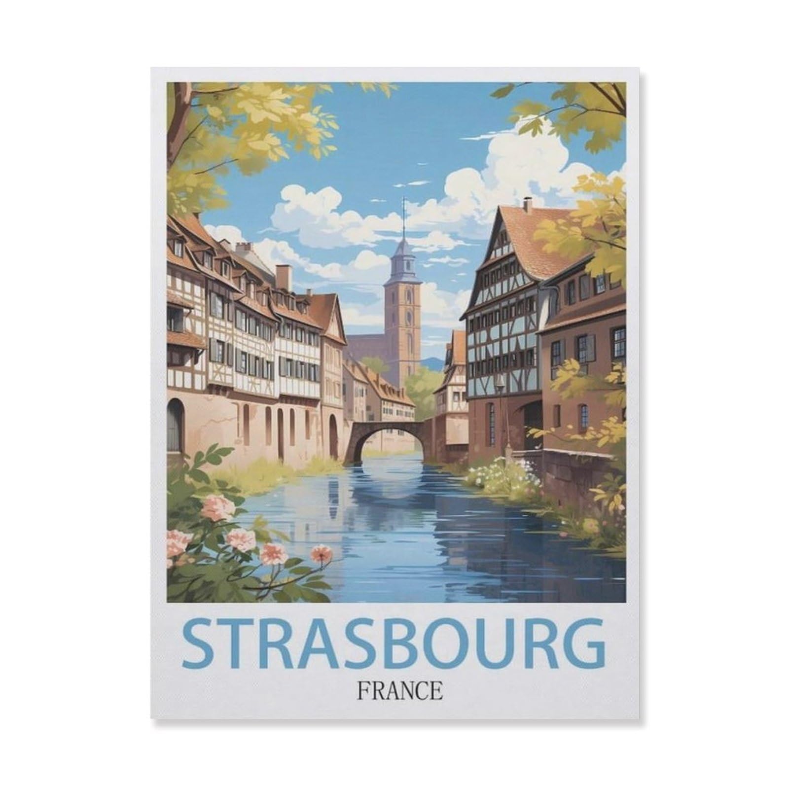Funny Metal Tin Sign Wall Decor，Strasbourg France(15x30cm）