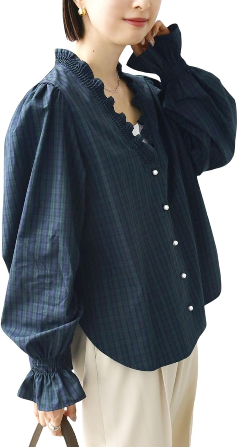 yori ソフト裏起毛フリルブラウス 36 ネイビー yori ソフト裏起毛フリルブラウス ネイビー 36 yori ソフト裏起毛