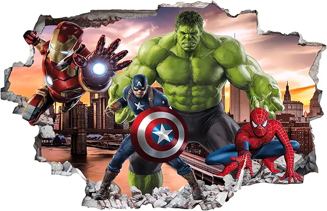 Autocollant Mural Spiderman 3D Super-Héros pour Chambre d'Enfant