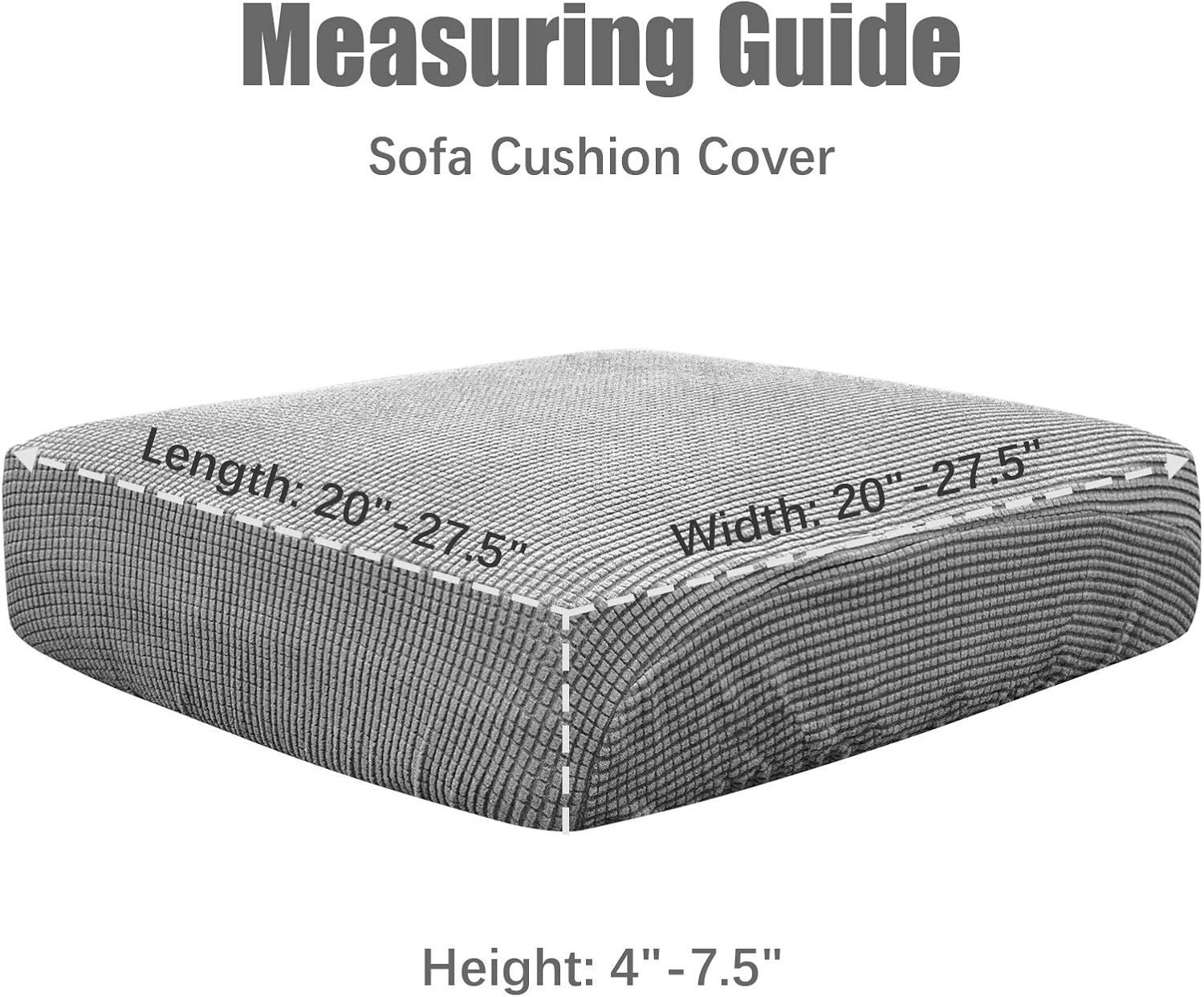 Argstar 3 Pieces High Stretch Sofa Cushion Slipcover, Comfortable Couch Seat Cushion Covers, Elastic Spandex Jacquard Fabric Cushion Couch Cover in Livingroom for 3-Seat Sofa (Sofa, Light Gray)
