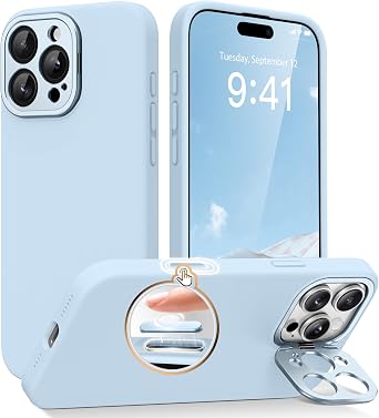 Magnetic for iPhone 16 Pro Max Case with Stand, Compatible with MagSafe, Silicone Upgraded [Camera Control Button] Shockproof Protective Phone Case for iPhone 16 Pro Max 6.7",Light Blue