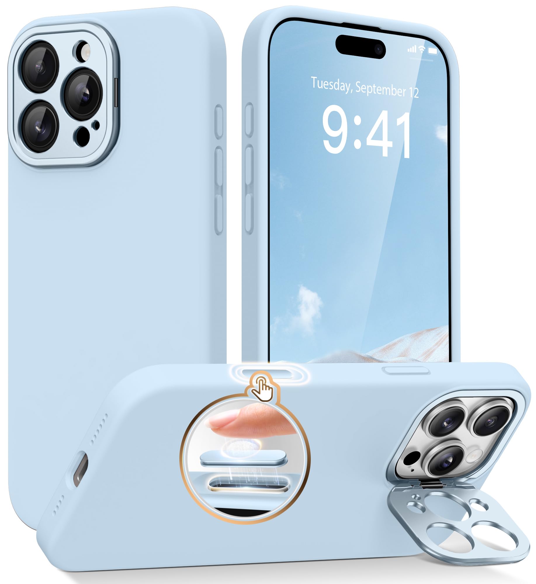 SuydanBox Magnetic for iPhone 16 Pro Case with Stand, Compatible with MagSafe, Silicone Upgraded [Camera Control Button] Shockproof Protective Phone