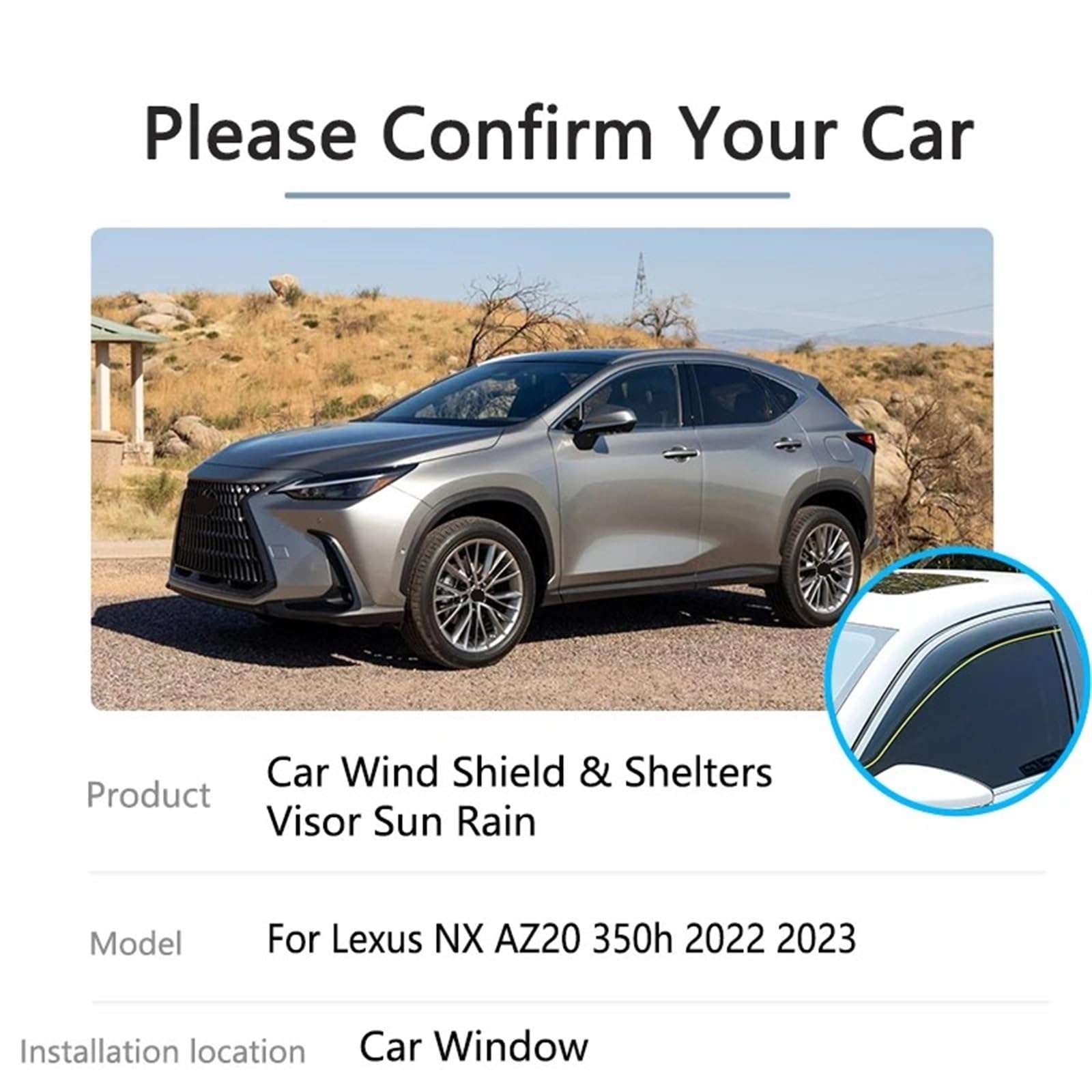 Car Deflektory boczne 4 sztuki pasujące do Lexusa NX 350h AZ20 2022 2023 osłony przeciwdeszczowe boczne szyby osłony przeciwwietrzne osłony markizy