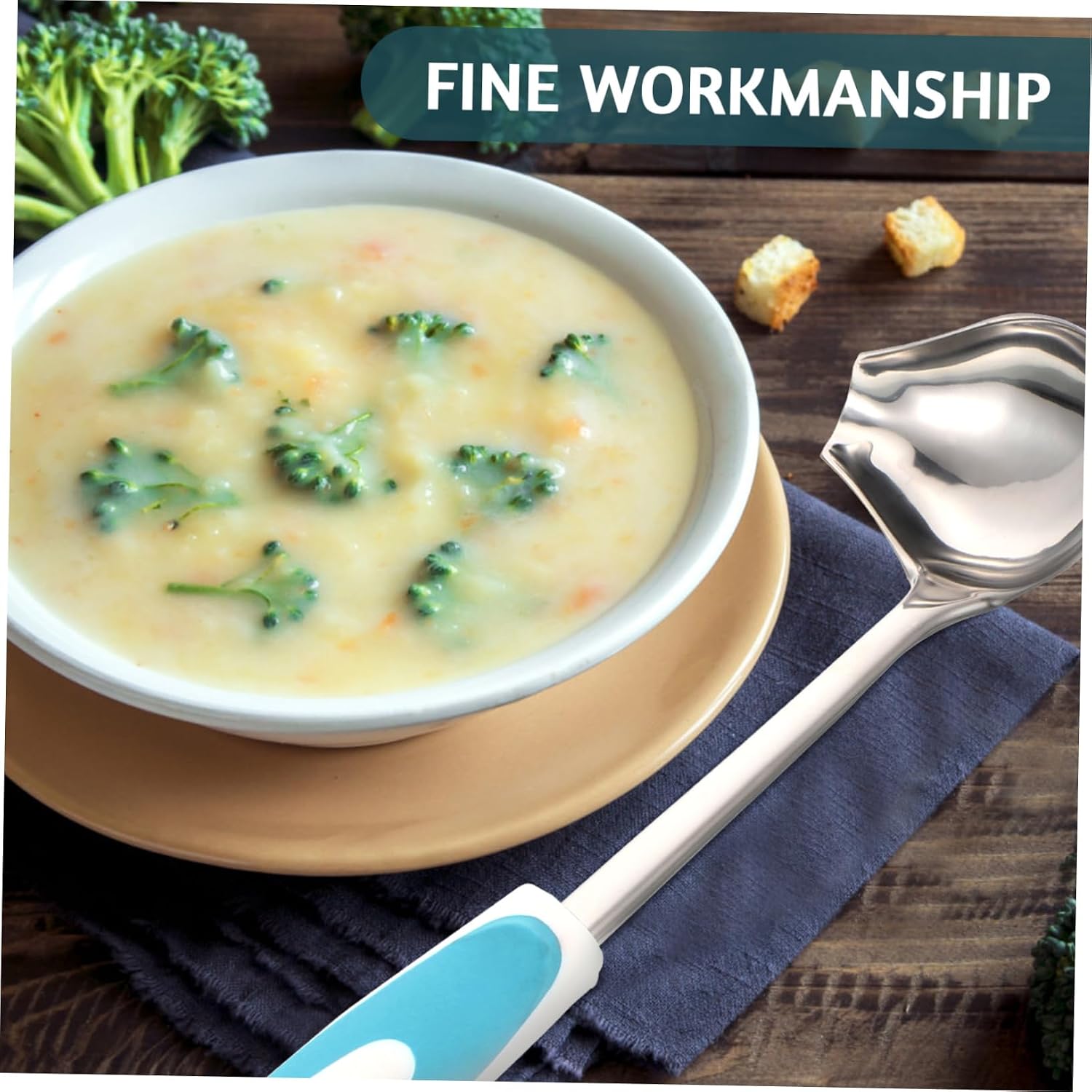 Stainless Steel Gravy Spoon, Anti Slip Side Spout Sauce Ladle