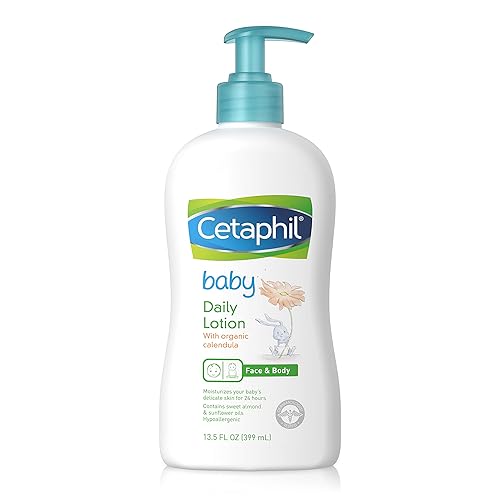 Cetaphil Loción diaria para bebés con caléndula orgánica vitamina E aceites de almendras dulces y girasol 135 onzas líquidas