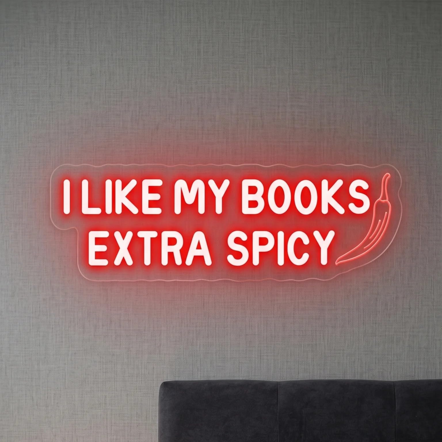 Books Neon Sign I Like My Books Extra Spicy Neon Light Funny Book Quote Light for Home library, Reading Corner, Bookstore, Bedroom Gift for Reader, Book Lover