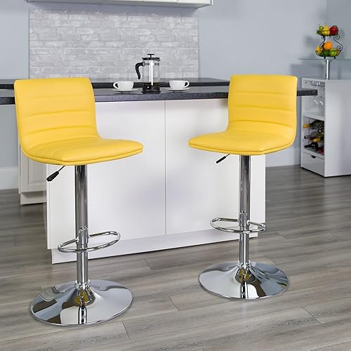 Miniatura 67 de Flash Funiture silla de bar ajustable con base cromada, Vinilo, Negro Negro -,Blanco,Marrón,Borgoña,Verde,Gris,Naranja,Púrpura,Rojo