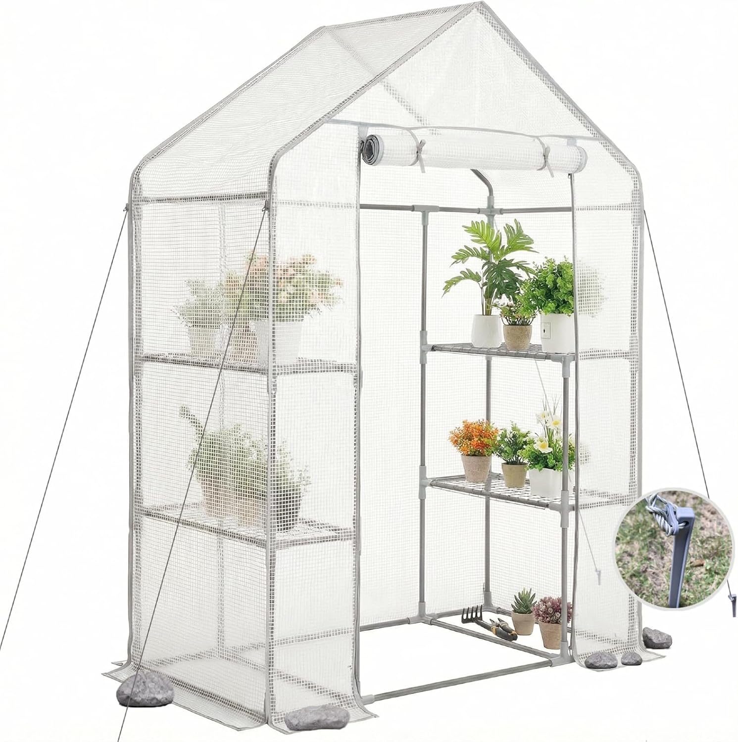 Walk-in Greenhouse 55*29*77in - Heavy Duty Outdoor Plant Shelter with Steel Frame & Durable PE Cover, Easy Assembly Garden Greenhouses for Patio/Lawn to Protect Plants from Frost & Rain