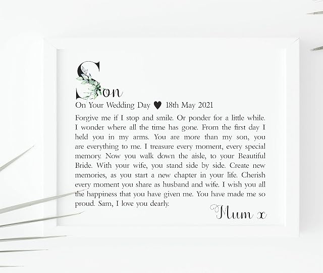 Son on Your Wedding Day from Mum Personalised Poem. Details required. (White)