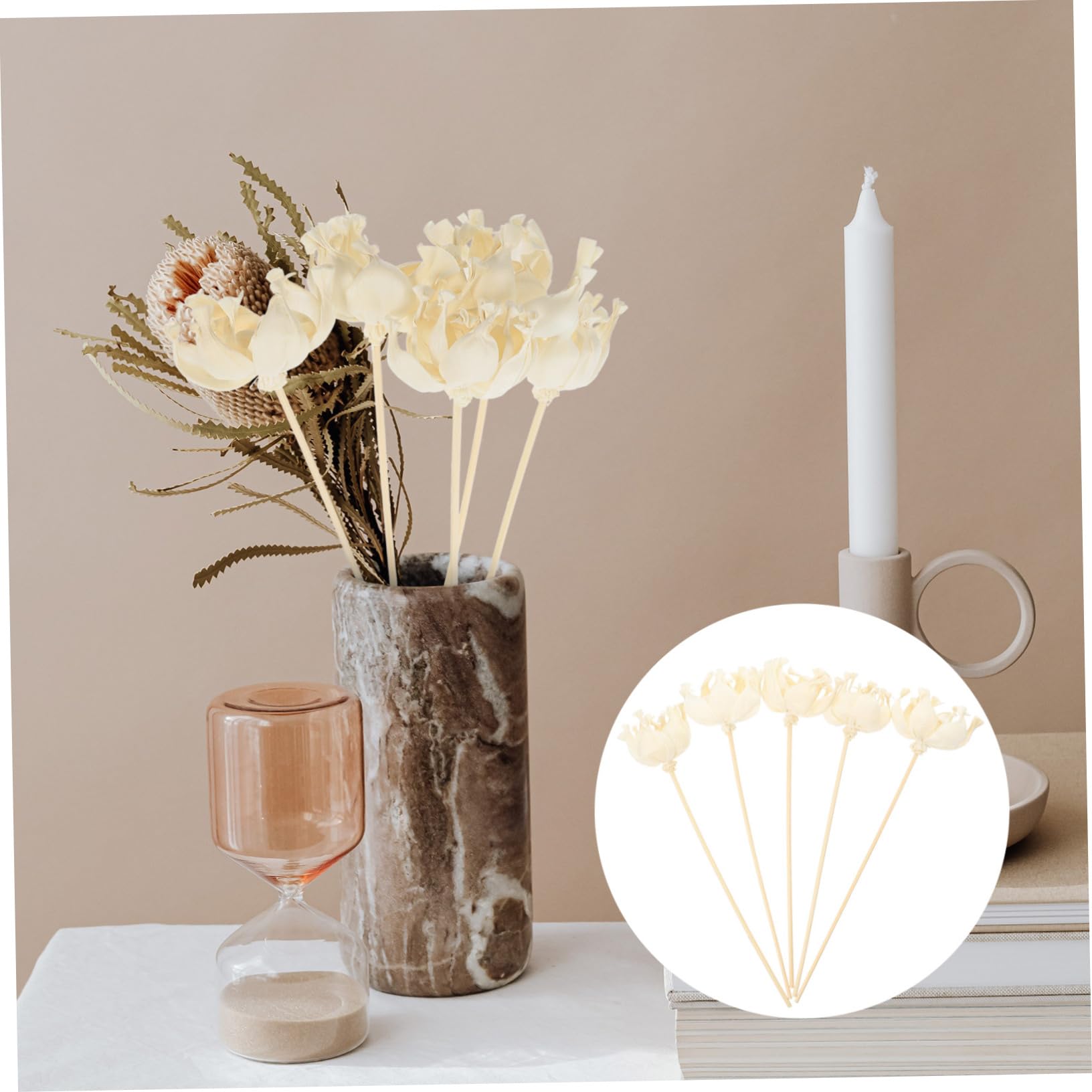 Amosfun 5pcs Natural Dried Flower Diffuser Sticks for Home Fragrance Decorative Sticks Relaxation and Create Serene Atmosphere