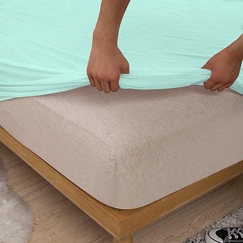 Miniatura 3 de Phoenix Citadel Top - Juego de sábanas Flex de cabeza dividida tamaño Queen para camas ajustables, 4 piezas, color azul aguamarina, sábanas