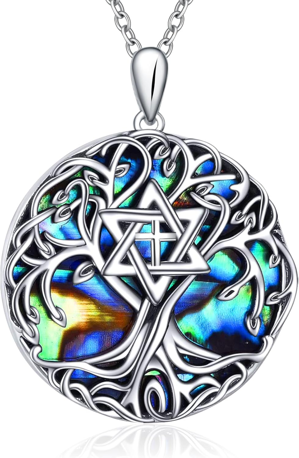 Star of David Necklace for Women Tree of Life Necklace for Men Jewish Star Necklace Women Jewish Gifts Star of David Pendant Silver Cross Necklaces for Men Star Jewelry Tree Gifts Christmas Birthday