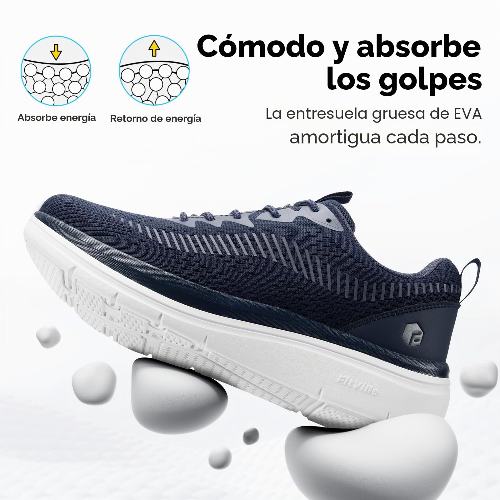 FitVille Zapatillas para Caminar Hombre Extra Anchos Zapatos Ligeros para Walking Transpirables Zapatillas Casual
