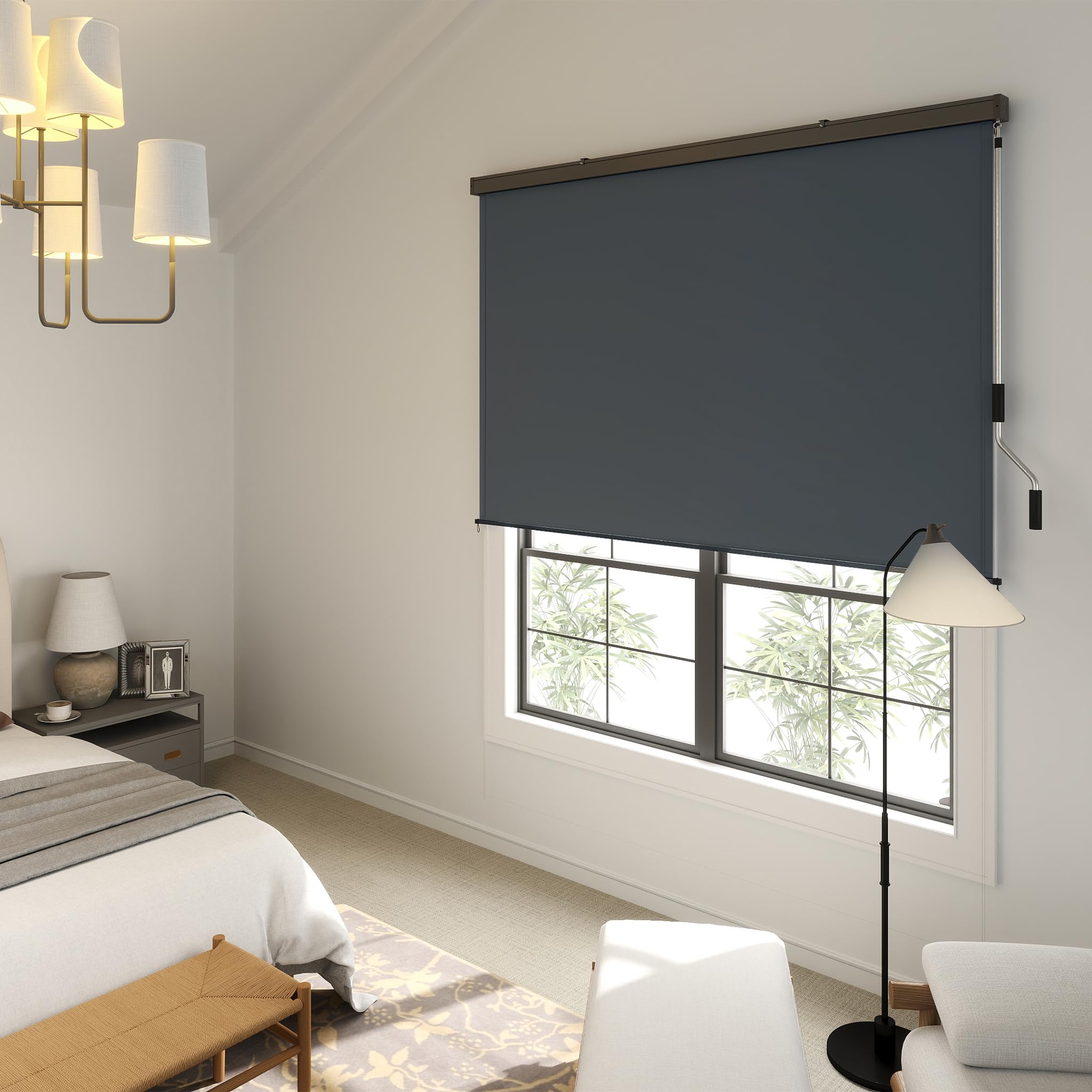Aufun Toldo vertical de aluminio, 1,8 x 2,5 m, estor exterior con mecanismo de manivela para terraza, balcón, resistente a los rayos UV, protección solar y protección visual (antracita, 180 x 250 cm)