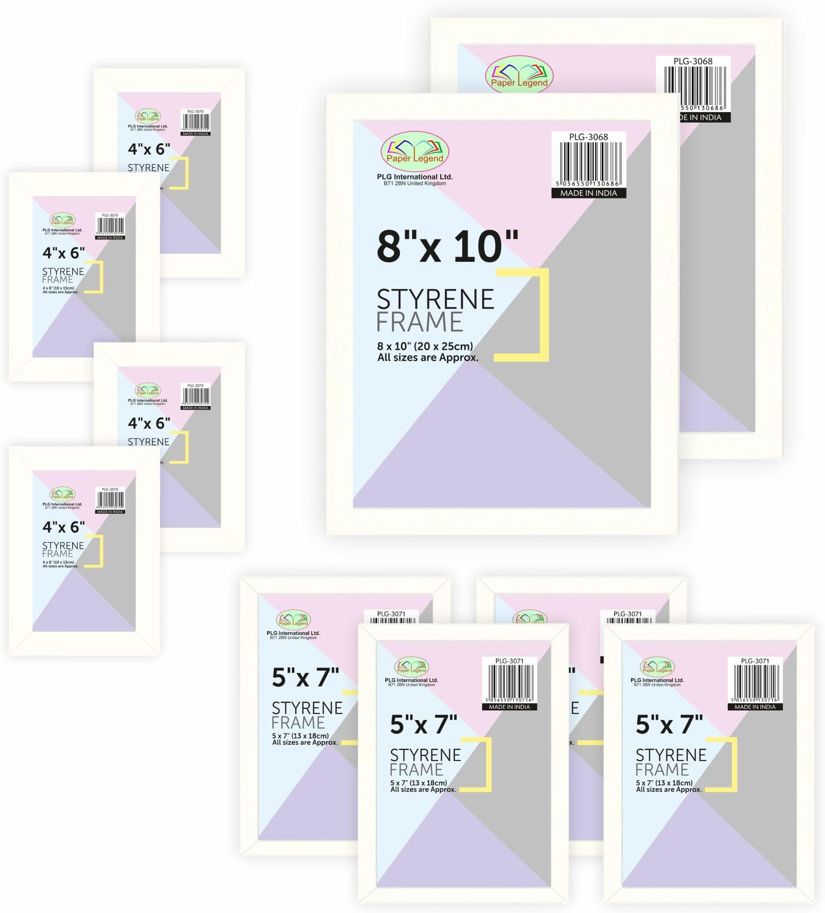 Set of 10 Gallery Wall Frame Set in White - Two 8x10, Four 5x7, Four 6x4 Frames - Collage Photo Frames for Wall with Horizontal and Vertical Formats for Wall and Tabletop