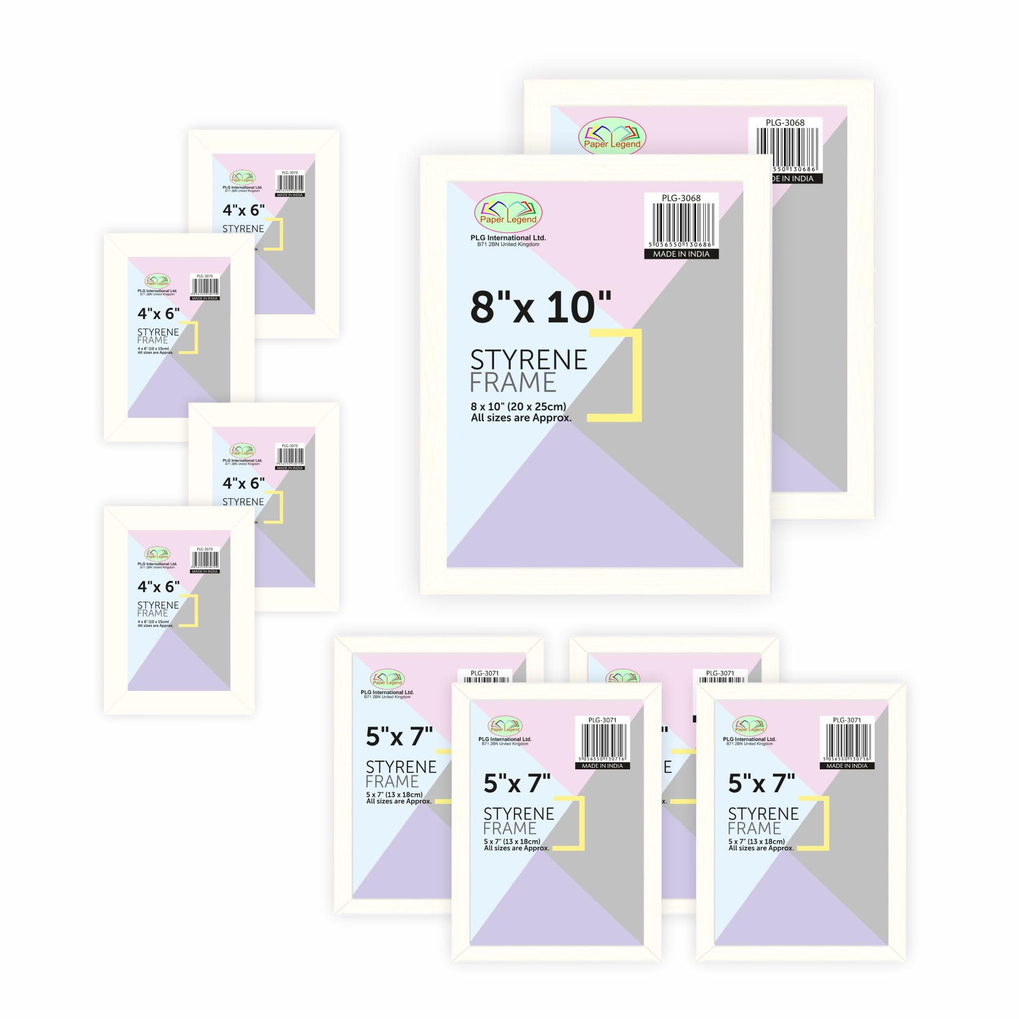 Set of 10 Gallery Wall Frame Set in White - Two 8x10, Four 5x7, Four 6x4 Frames - Collage Photo Frames for Wall with Horizontal and Vertical Formats for Wall and Tabletop