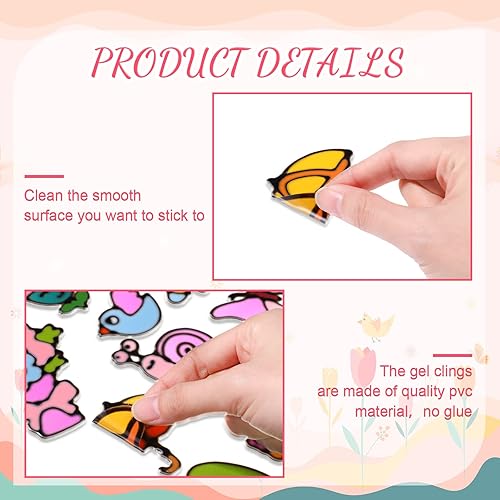 Miniatura 3 de 30 calcomanías de gel para ventana de primavera flores de primavera mariposas abejas pájaros calcomanías de ventana de doble cara decoración de