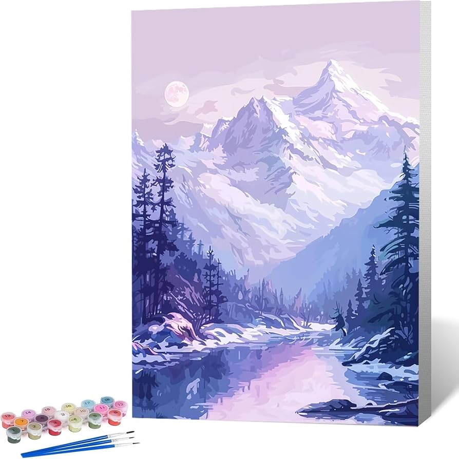 Amazon | paint by numbers 山 数字油絵 塗り絵 手塗り DIY絵 デジタル