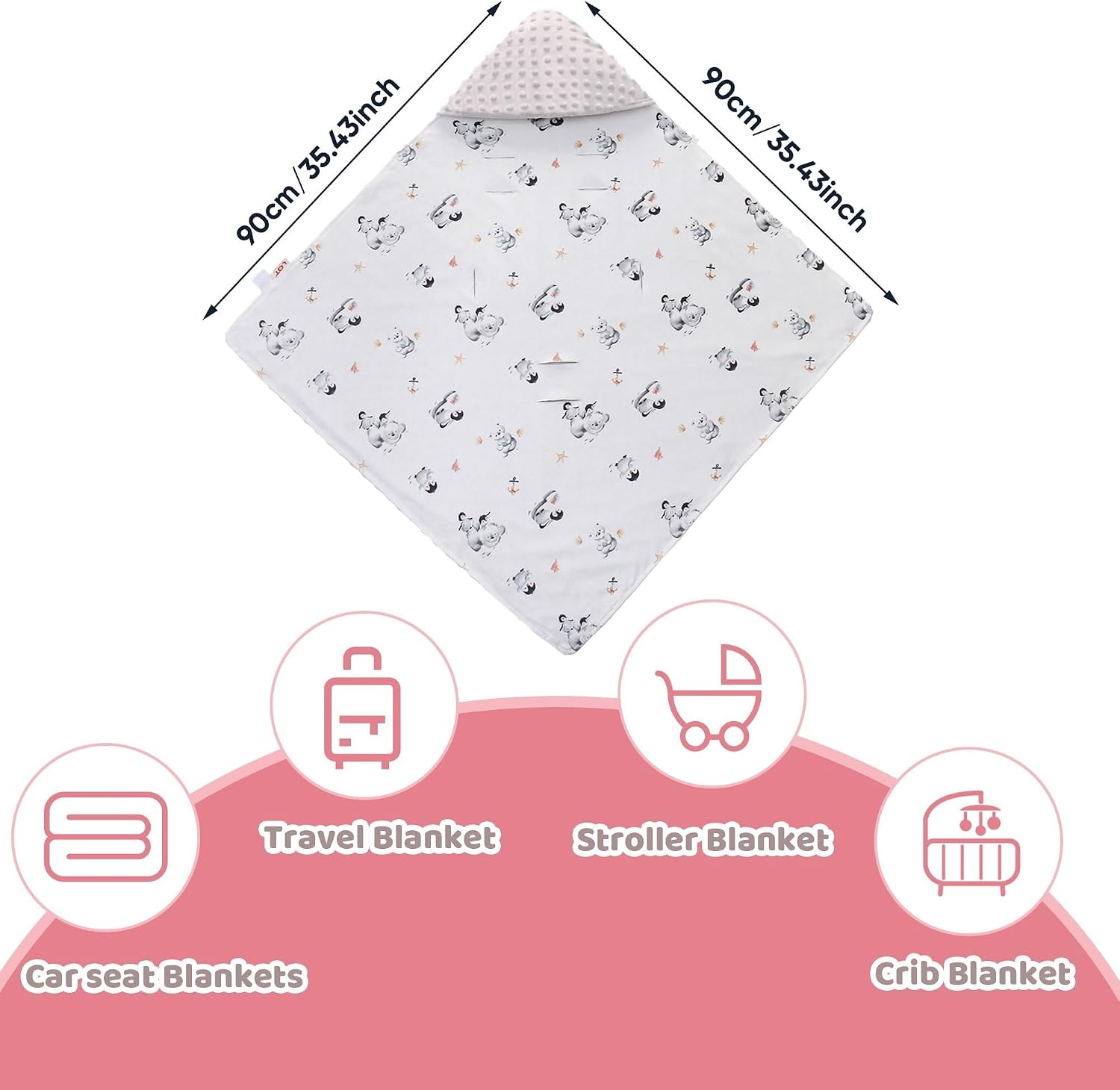 Baby Car Seat Blanket-Universal Car Seat Covers,Warm Swaddle Blankets for Infants Newborn,Boys and Girls Baby Bunting for Stroller,35"x35"(Gray Penguin)