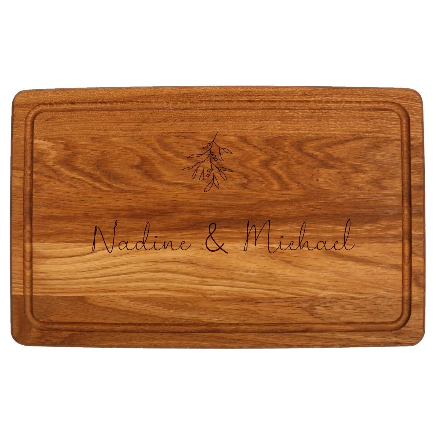 FORYOU24 Holz Schneidebrett dunkel mit Gravur Motiv 08 - personalisiert mit Wunsch-Namen Küchenbrett graviert als Geschenkidee zur Hochzeit