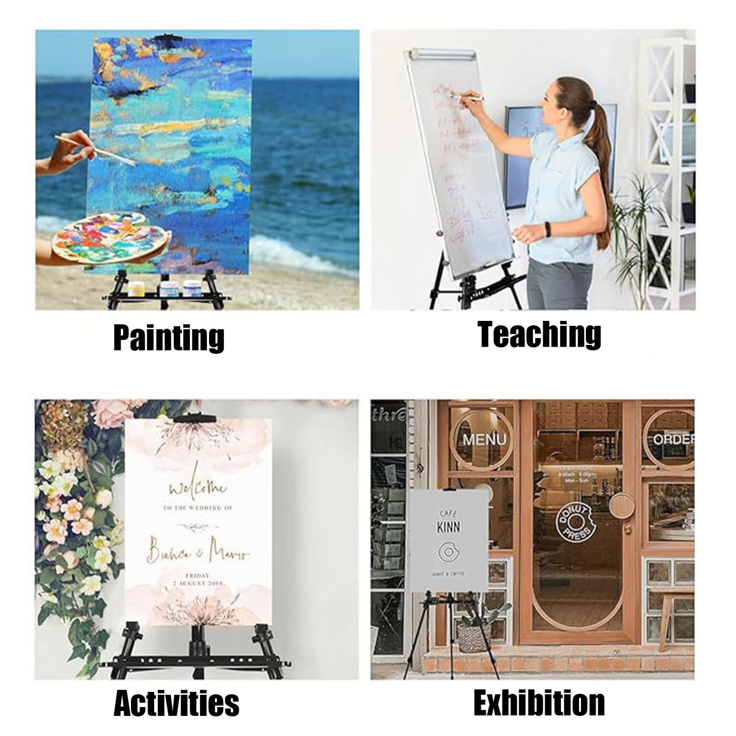 Staffelei Groß,50-155 Cm Lang,Atelierstaffelei, Künstlerstaffelei,Höhenverstellbar, Mit Wasserwaage,Klappbare Staffelei Mit Tragetasche, Ideal Für Poster,Leinwände Und Ausstellungen