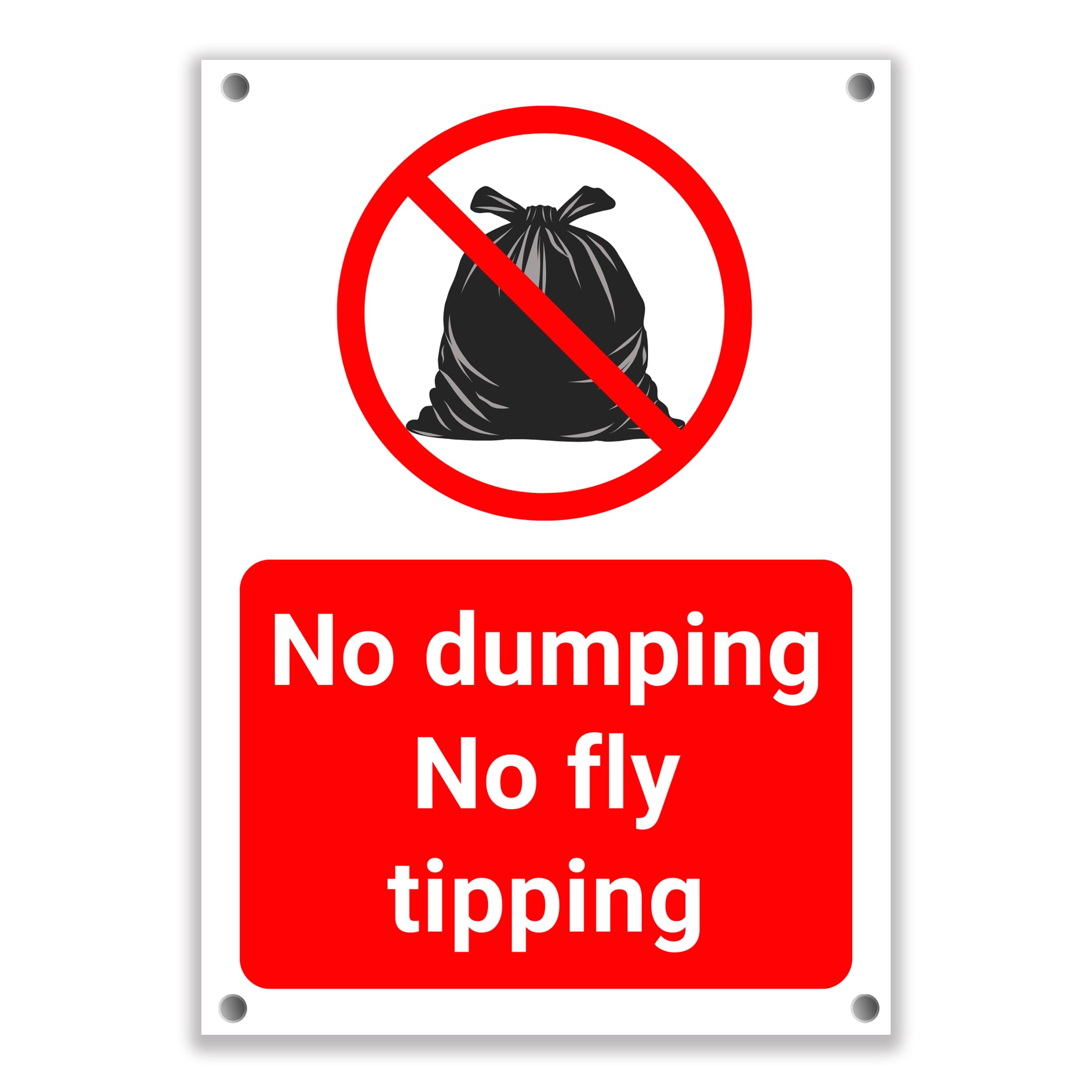 LP Lifestyle No Dumping No Fly Tipping Sign – Weatherproof Rust-Free PVC Outdoor Prohibition Sign, Durable Waterproof Plastic Notice for Private Land & Estates No.296 (A3 (297mm x 420mm) – Holes)