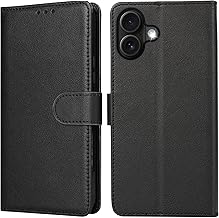Mobile Phone Case for iPhone 17 Case Premium Leather Foldable Flip Wallet Case Stand Function Card Slot Magnetic Shockproof Protective Flip Case for iPhone 17, Black