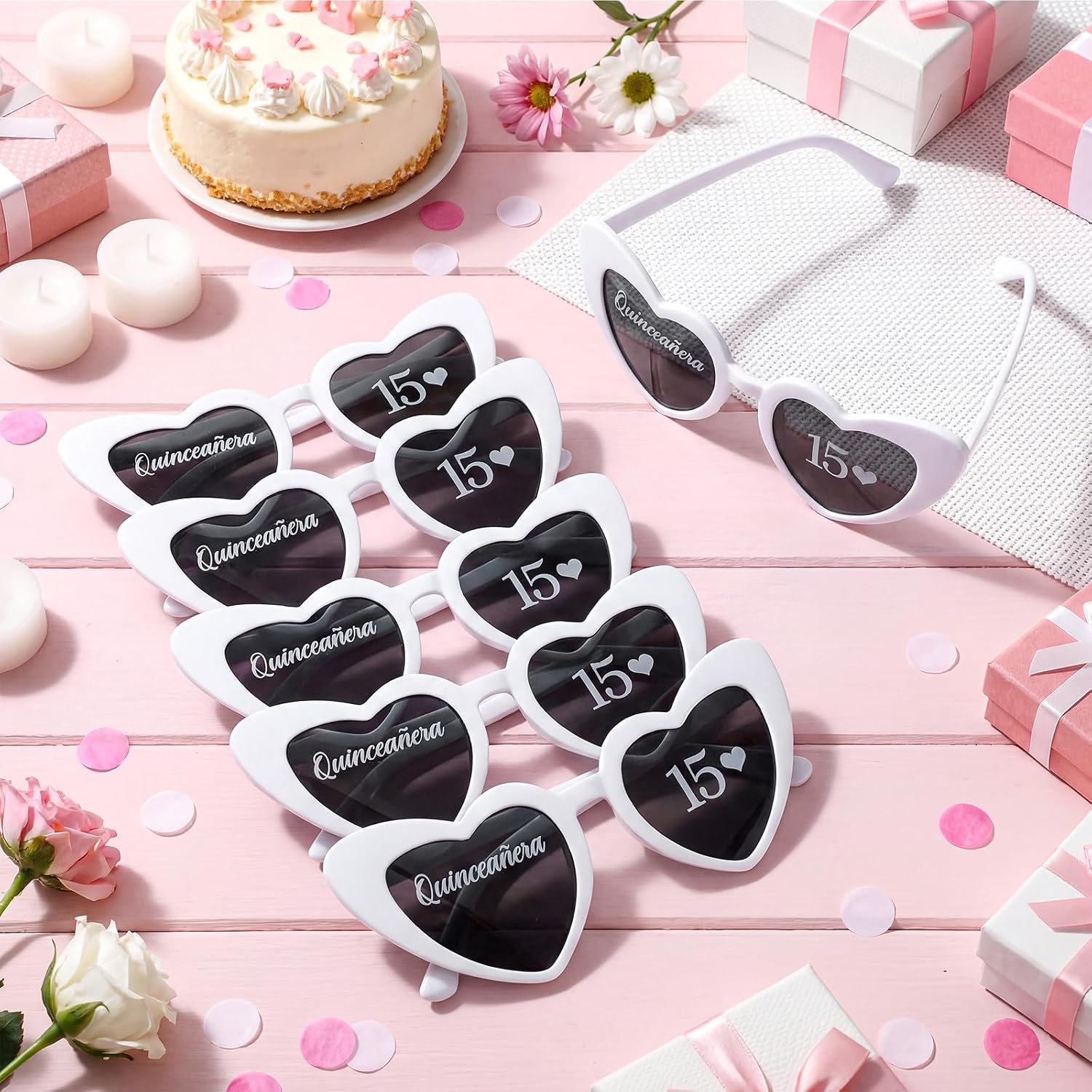 Konohan 12 Pcs Quinceañera Party Favors 15 Quinceañera Sunglasses