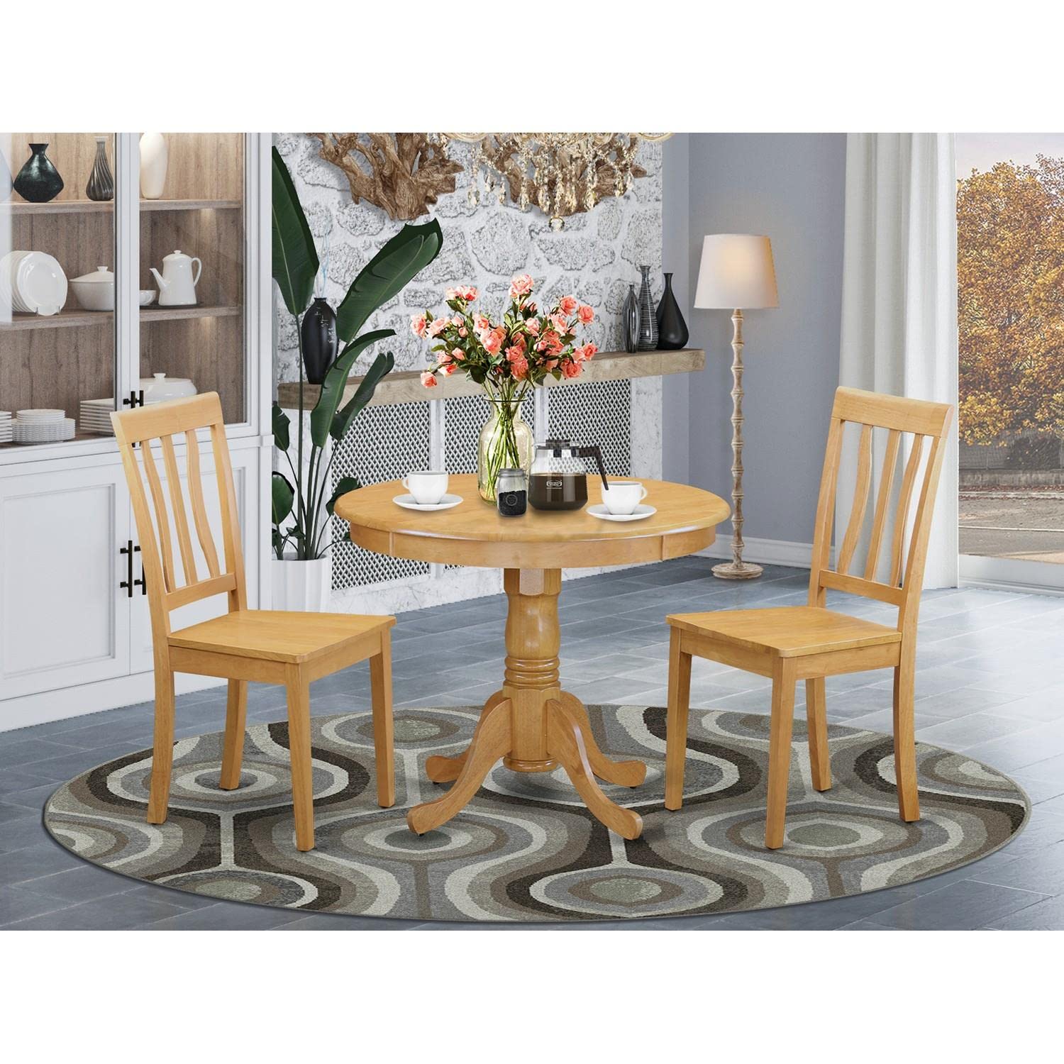 木製ダイニングテーブルと椅子セット　美品 Amazon｜East West Furniture モダンダイニングテーブルセット 2