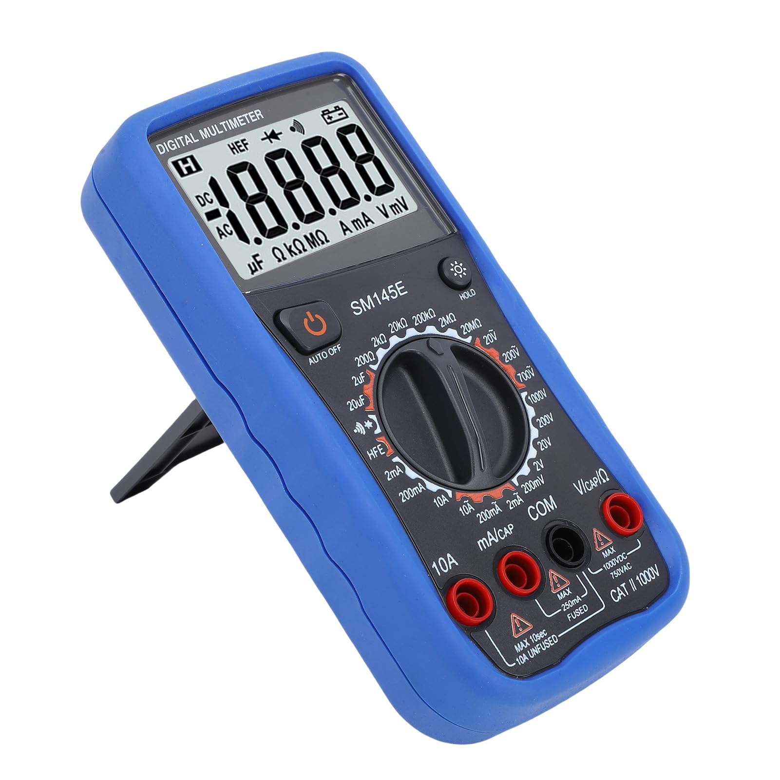 FTVOGUE Digitales Multimeter, LCD-Display, Spannungsprüfer, ABS-Gummi, 4,5-stellig, AC-DC-Spannung, Strommessgerät, 200 MV Bis 1000 V, mit Ständer für Elektrische Reparatur und Heimgebrauch