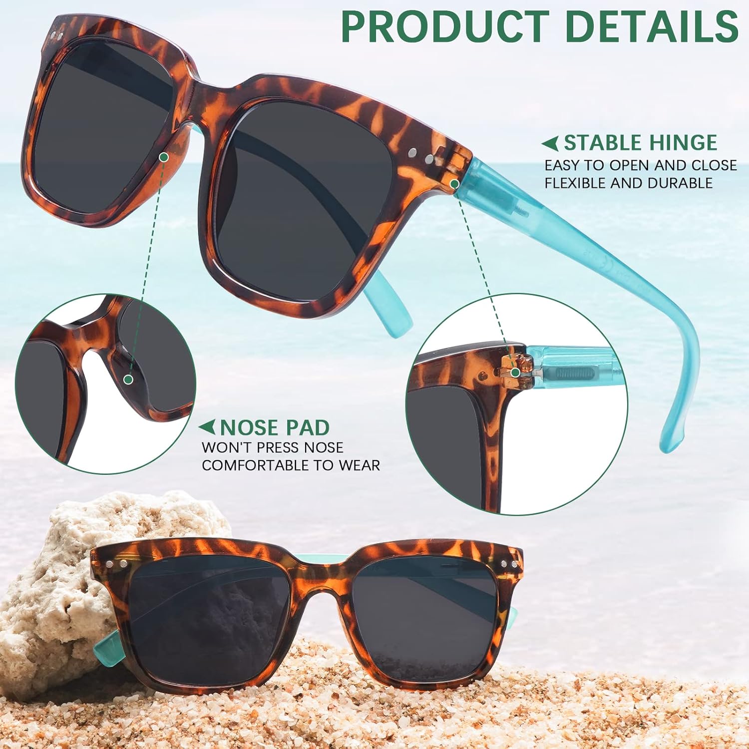 3 Pack Progressive Multifocus Reading Sunglasses for Women Men UV Protection Multifocal Top Clear Trifocal Sun Readers - Image 4