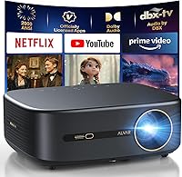 Vista 1 de [2000 ANSI/4K Support/DoIby Audio & 50W Speakers] Alvar Smart Projector with WiFi 6 and Bluetooth 5.3, Built in NetfIix App outdoor movie projector