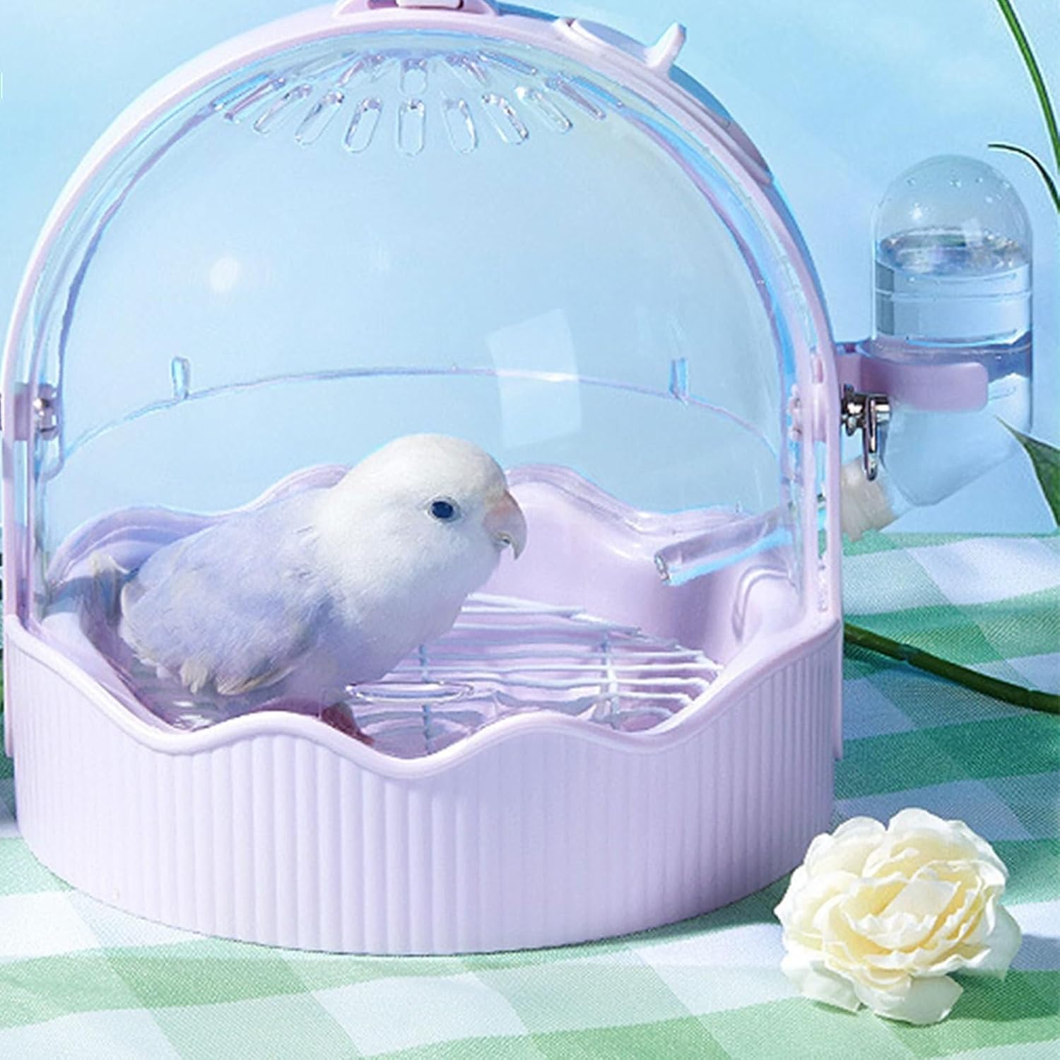 Bird Cage Small Bird Aviary Parrot Cage Flight Birdcag Bird Carrier Travel Cage Parakeet Cage with Water Bottle Shoulder Bag Cage(Blue,Normal)