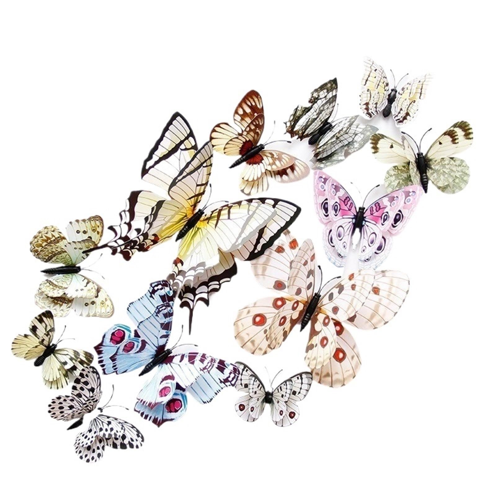 12PCS 3D Double-layer Simulation Butterfly Wall Sticker Refrigerator Magnet Rooms Kitchen Home Decor(Color8)