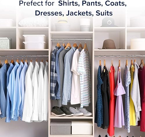 Miniatura 2 de HOUSE DAY Paquete de 80 perchas de madera natural, con acabado liso, para armario, perchas de madera maciza resistentes para ropa, chaquetas,