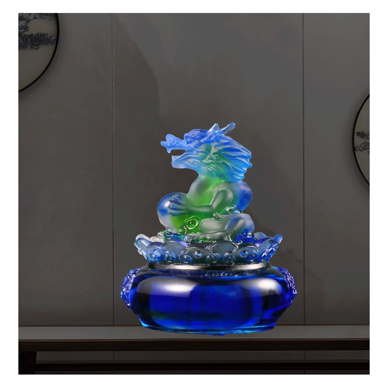 Adorno de la Fortuna Zodiac Dragon Statue Feng Shui Lucky Animal Home Sala de Estar Decoración Regalo de cumpleaños Coleccionable Péndulo de la Fortuna