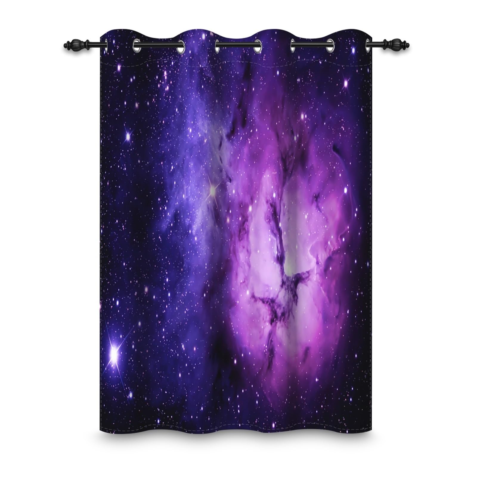 ggaimwf 53"x 69" Galaxy Eyelet Curtain for Kids Bedroom Space Purple Nebula Starry Sky Fantasy Thermal Grommet Room Dividers Blackout Window Drapes for Boys Girls Playroom Living Room,1-Single Panel