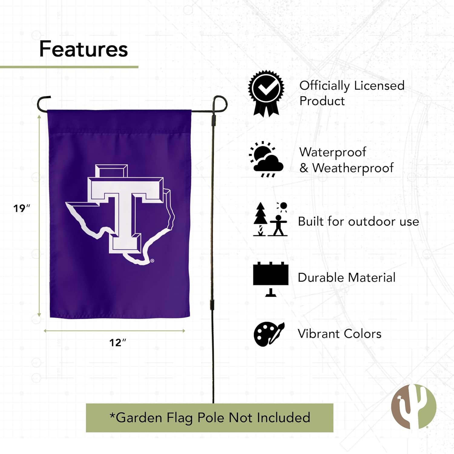 Desert Cactus Tarleton State University TSU Garden Flag – 19 x 12 inch Tarleton State Texans Banner, For Outdoor Display and Events (Design B) - Image 4