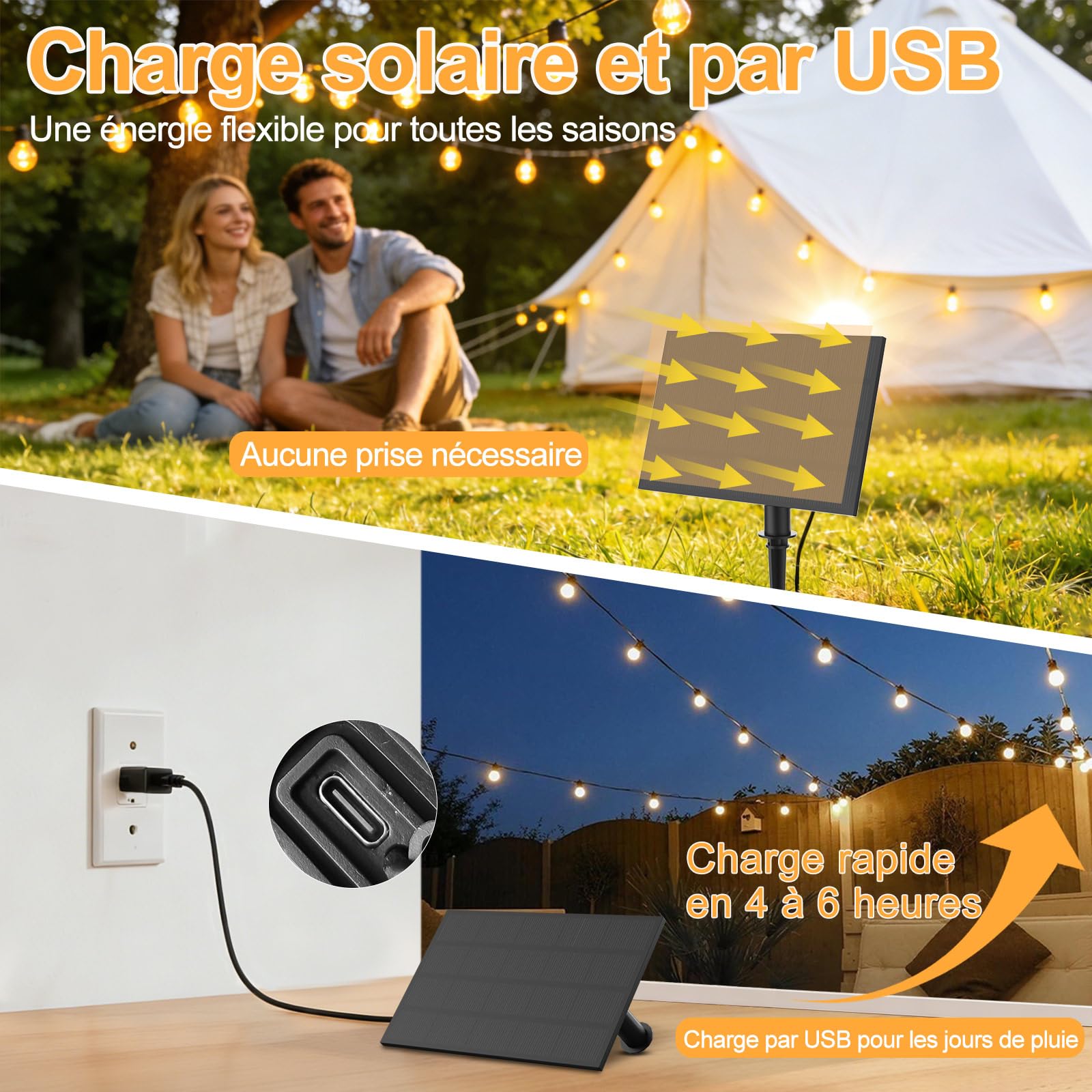 Guirlande Solaire Exterieur, 30M/99ft Guirlande Lumineuse Solaire avec 50+3 G40 Ampoules, 4 Modes Étanche IP45 Guirlande Guinguette Extérieur pour Jardin Terrasse Noël Mariage Fête
