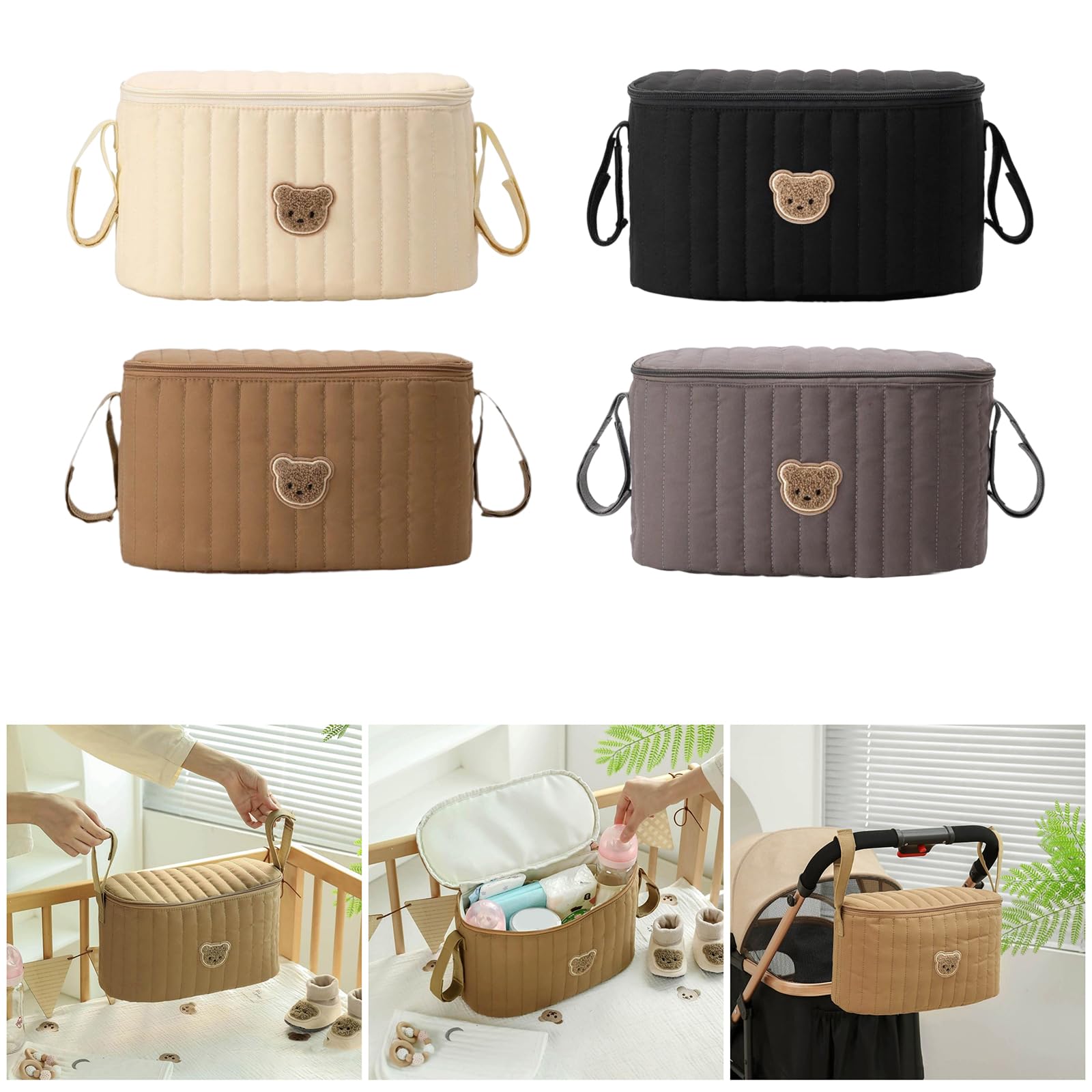 Montesy Cartoon Baby Strollers Hanging Bag Big Capacity Organiser Case for Parents with Large Compartment Wear Resistant