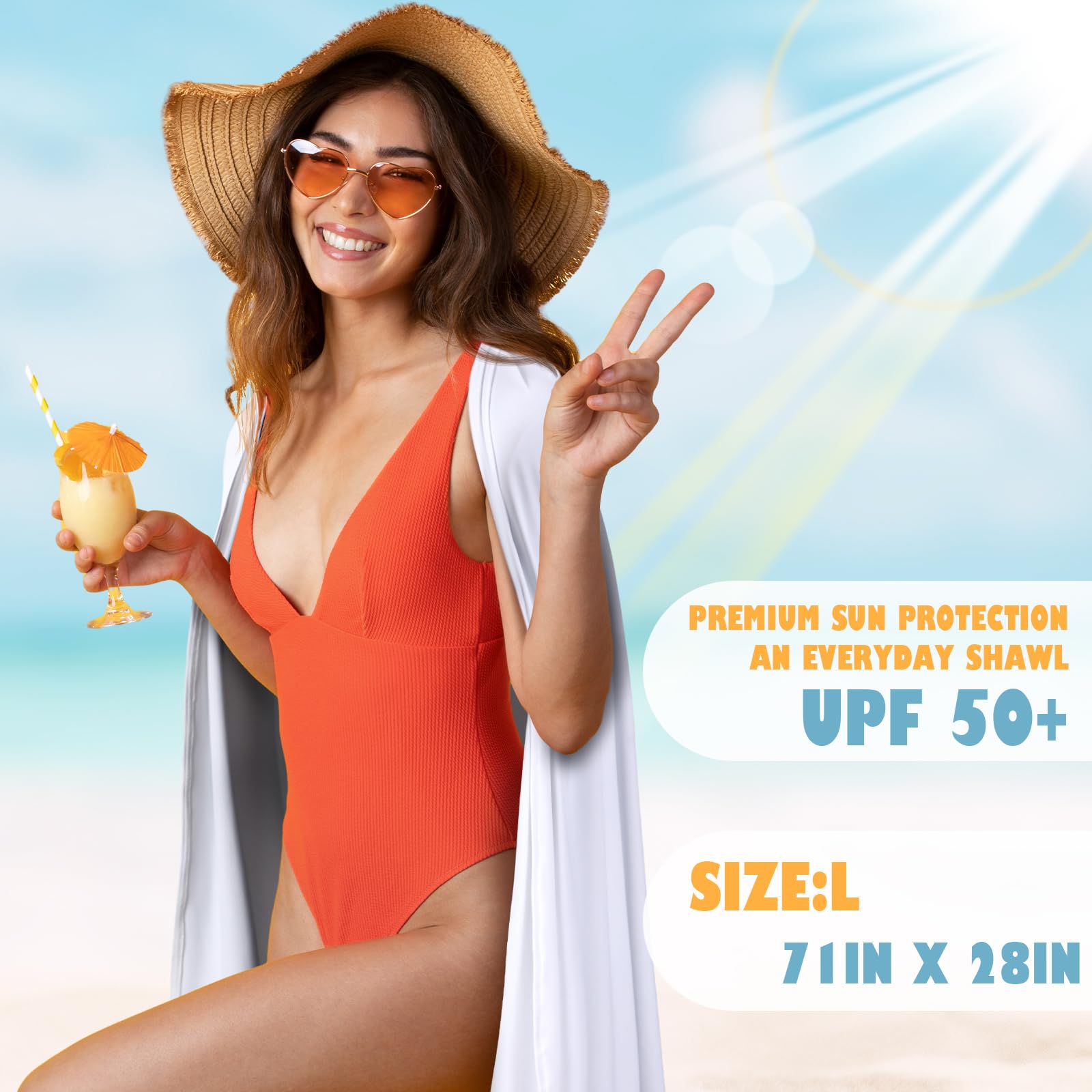 Hahafelt 2 chales de sol para mujer, protección solar UV UPF 50+, chales de viaje para playa, bufanda de verano, color blanco y negro, protección UV, ropa para natación, al aire libre, playa